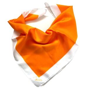 NOS 60s Glentex John Weitz Square Scarf Retro White Border Orange Center 22"